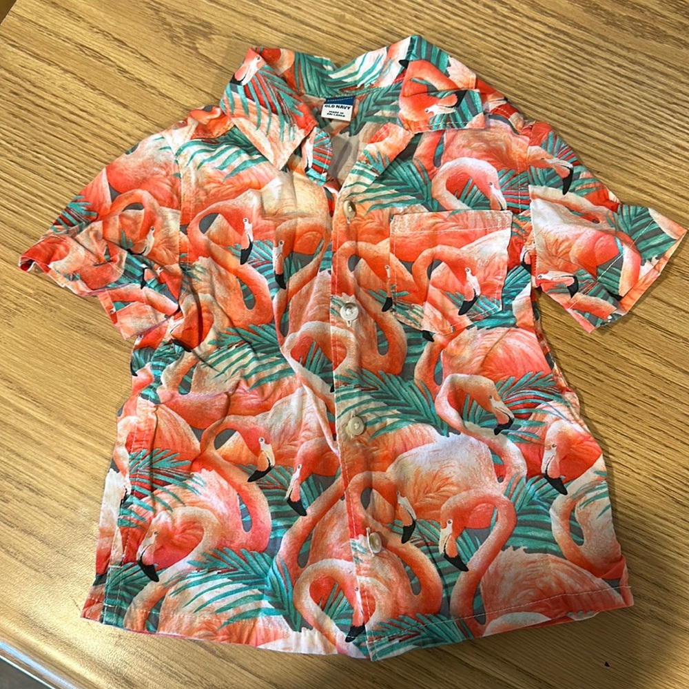 Old Navy Toddler Flamingo Button Down 🦩 2T